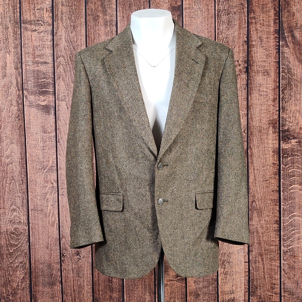 Like New Vintage Towncraft Brown Tweed Wool Herringbone Pattern